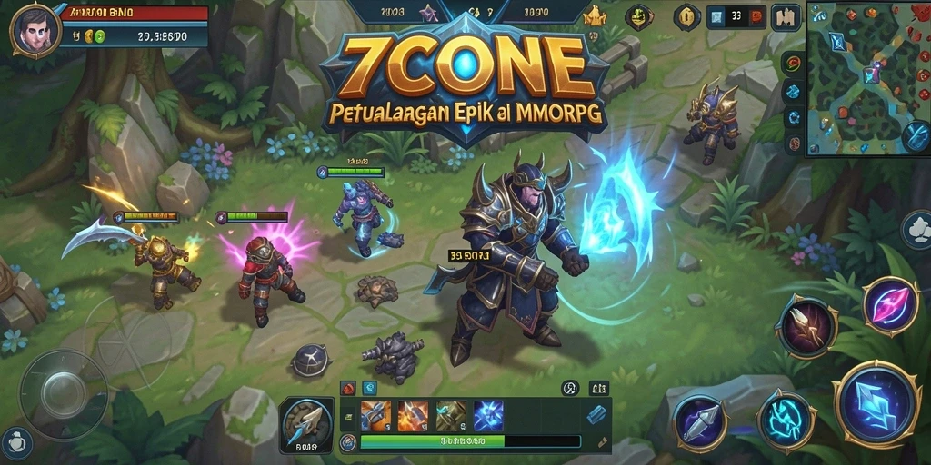 Tangkapan layar dari gameplay <strong>7CONE</strong> yang menunjukkan pertarungan epik.