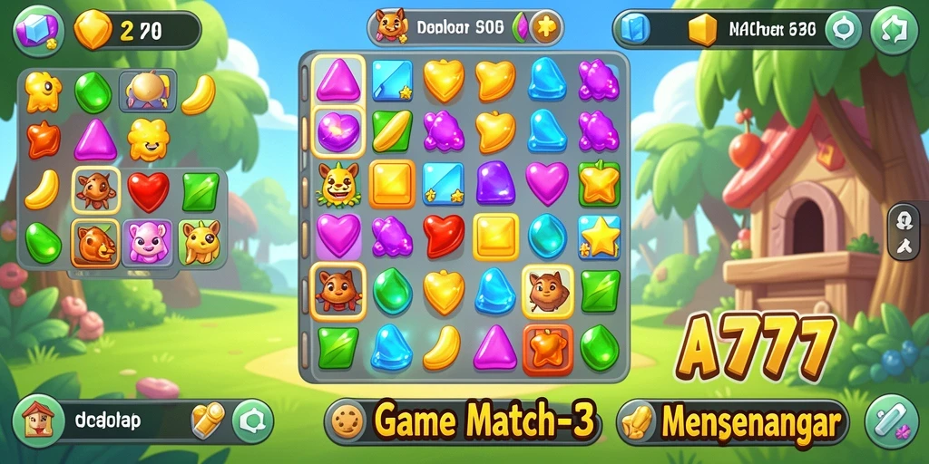 Tampilan gameplay seru dalam A7777 yang penuh warna.