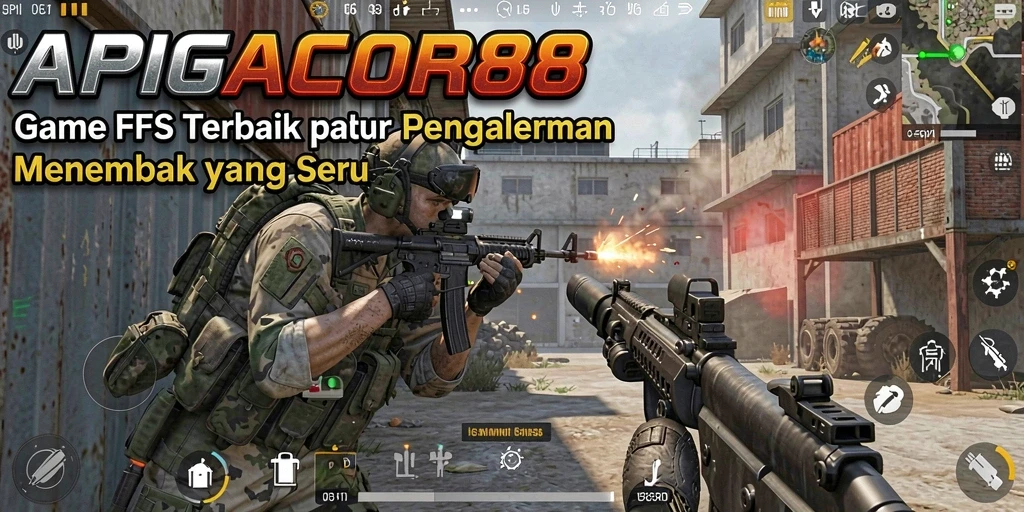 Tampilan dinamis gameplay APIGACOR88 dengan aksi tembak-menembak yang seru.