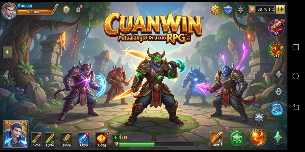 Screenshot CUANWIN menampilkan pertempuran epik dalam dunia RPG yang menakjubkan.