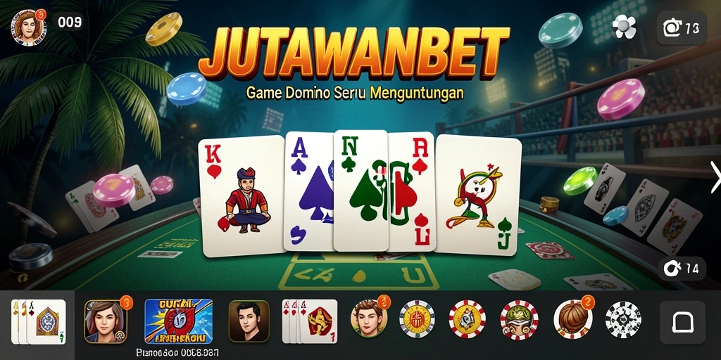 Screenshot gameplay JUTAWANBET menunjukkan suasana seru permainan domino.