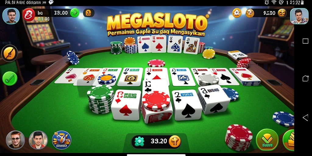 Tampilan gameplay seru dalam MEGASLOTO saat bermain Gaple.