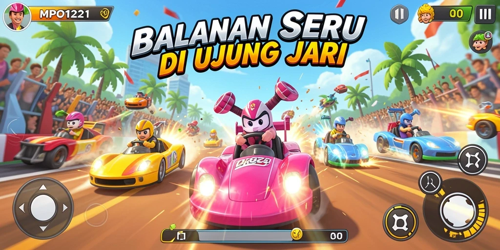 Tampilan gameplay seru dari MPO1221 di lintasan balap.