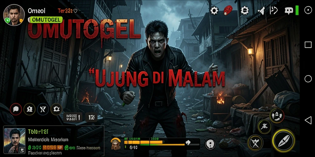 Screenshot menggambarkan suasana kegelapan dalam gameplay OMUTOGEL.