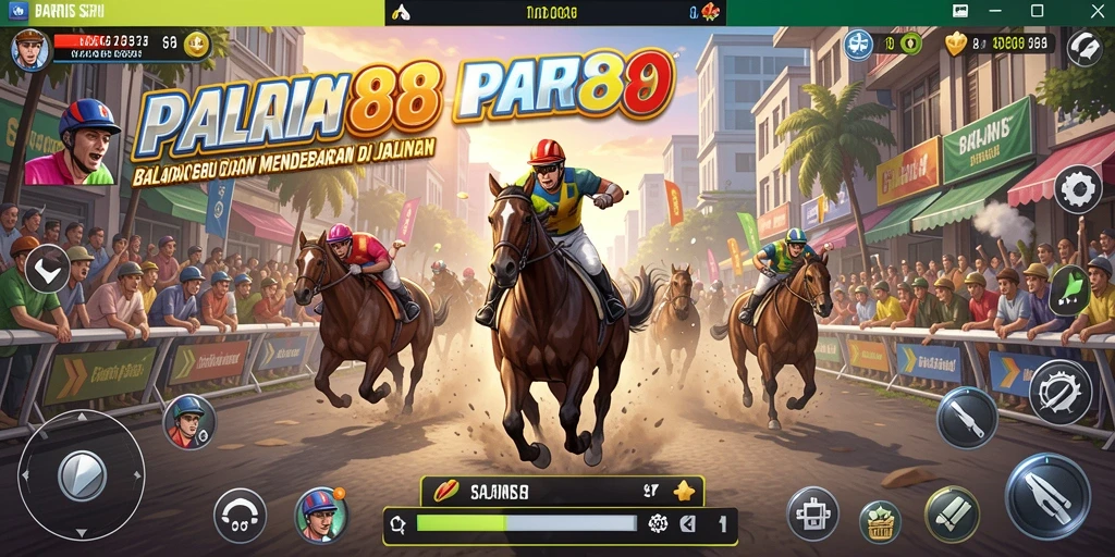 Screenshot gameplay PARIS88 menampilkan mobil balap melaju kencang di lintasan.