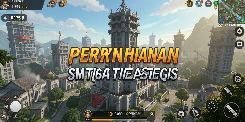 Tangkapan layar gameplay RP55 dengan menara yang siap bertahan.