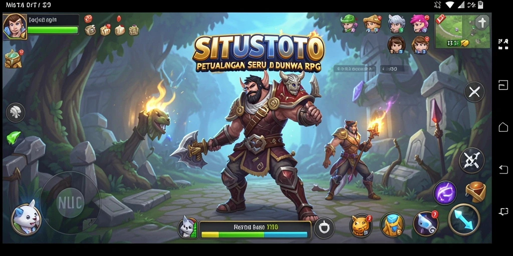 Screenshot gameplay <strong>SITUSTOTO</strong> menampilkan pertarungan seru di dunia fantasi.