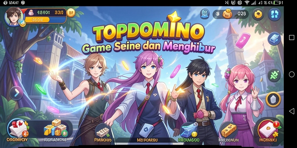 Tampilan gameplay seru dari TOPDOMINO dengan karakter Anime favorit.