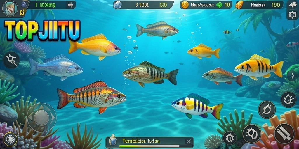 Screenshot gameplay TOPJITU menampilkan keseruan menembak ikan.